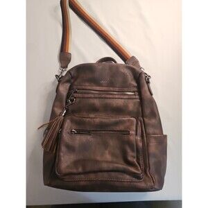 Shrrie Convertible Backpack Purse Brown w/ multicolored strap